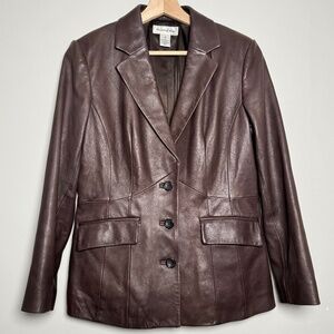 Preston & York Lamb Skin Blazer Jacket in Espresso Brown Sz M